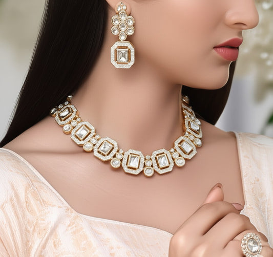 Exquisite Cubic Zirconia Necklace and Earrings Set