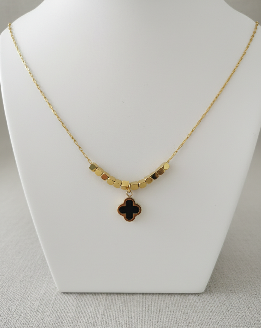 Reversible Black & White Clover Necklace
