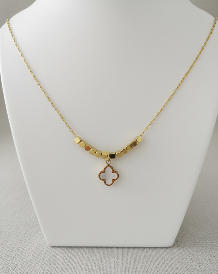 Reversible Black & White Clover Necklace