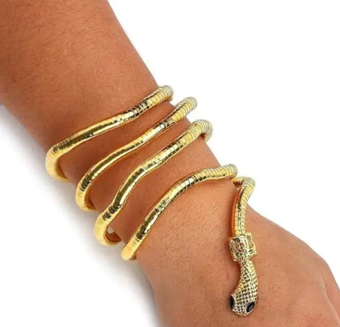 Striking Gold Snake Necklace with Bracelet