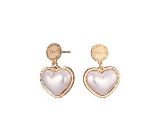 Korean Heart Shaped Pearl Earrings
