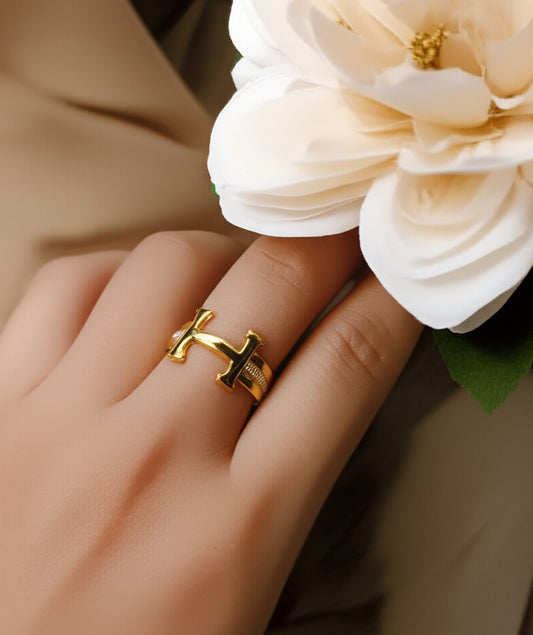 Gold Plated Initial "H" Ring