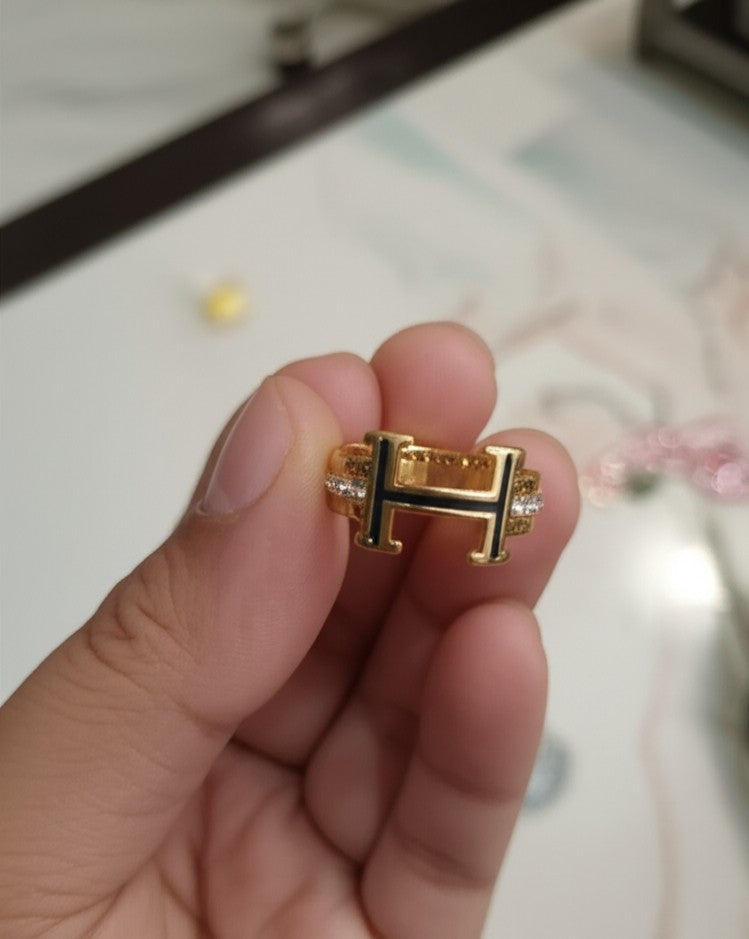 Gold Plated Initial "H" Ring