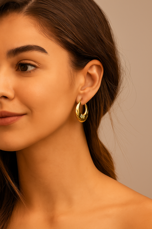 Golden Grooved Mini Hoops