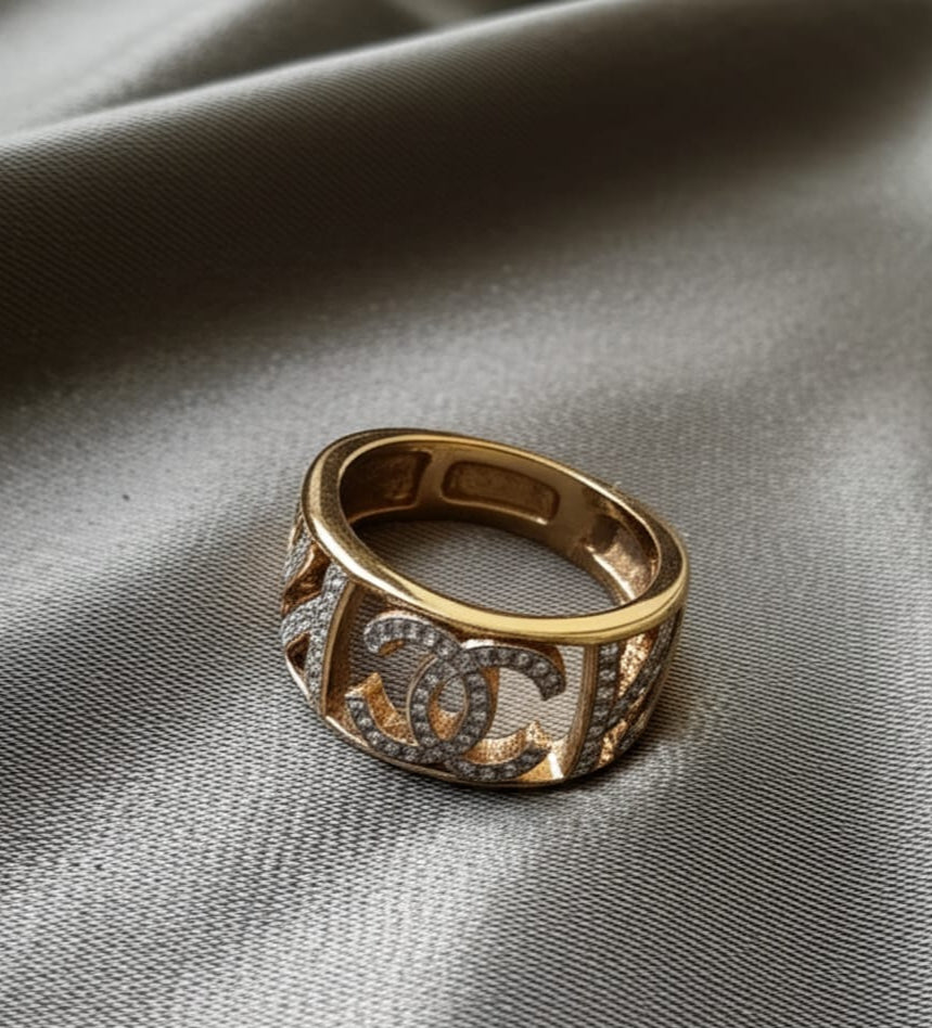 Sparkling Wide Band Cutout Ring