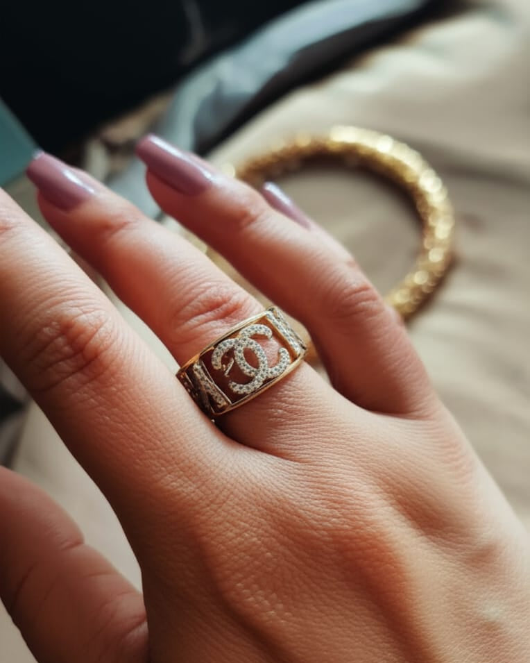 Sparkling Wide Band Cutout Ring