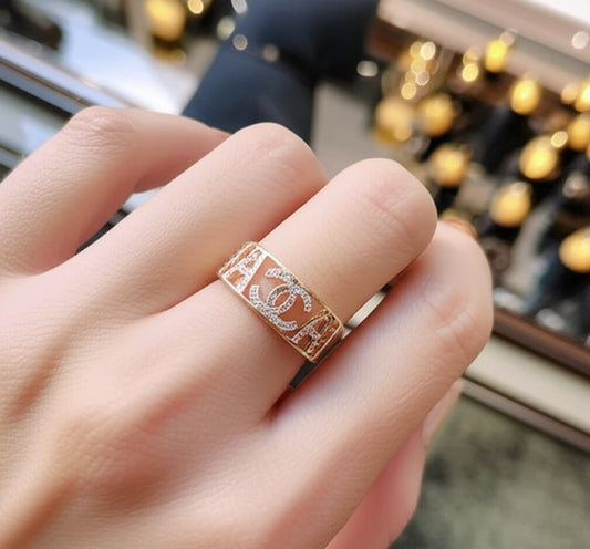 Sparkling Wide Band Cutout Ring