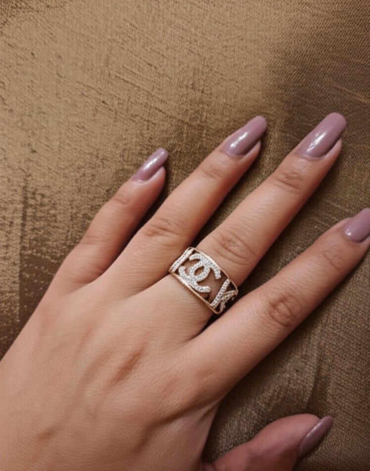 Sparkling Wide Band Cutout Ring