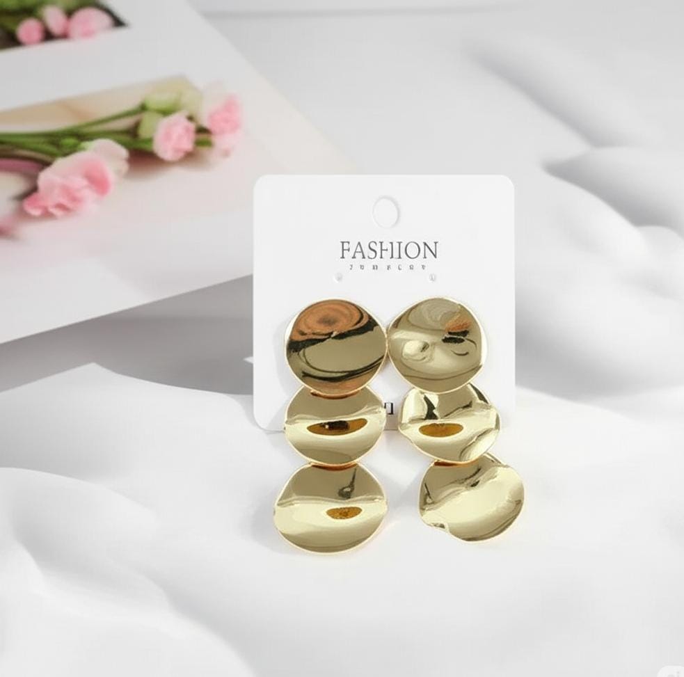 Polished Gold Orb Drop Earrings