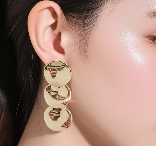 Polished Gold Orb Drop Earrings