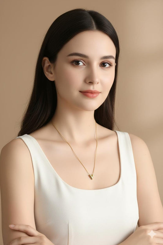 Minimalist V-Pendant Gold Chain.