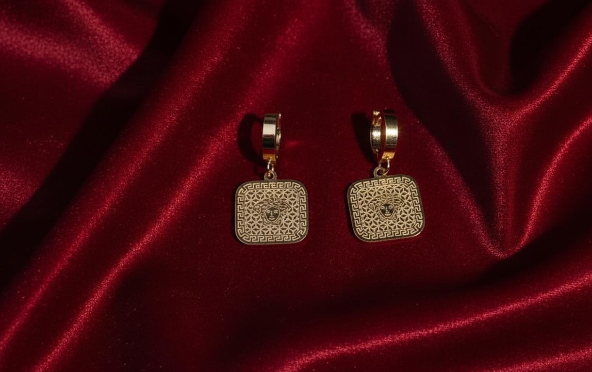Rose Gold Medusa Medallion Earrings