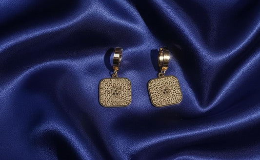 Rose Gold Medusa Medallion Earrings
