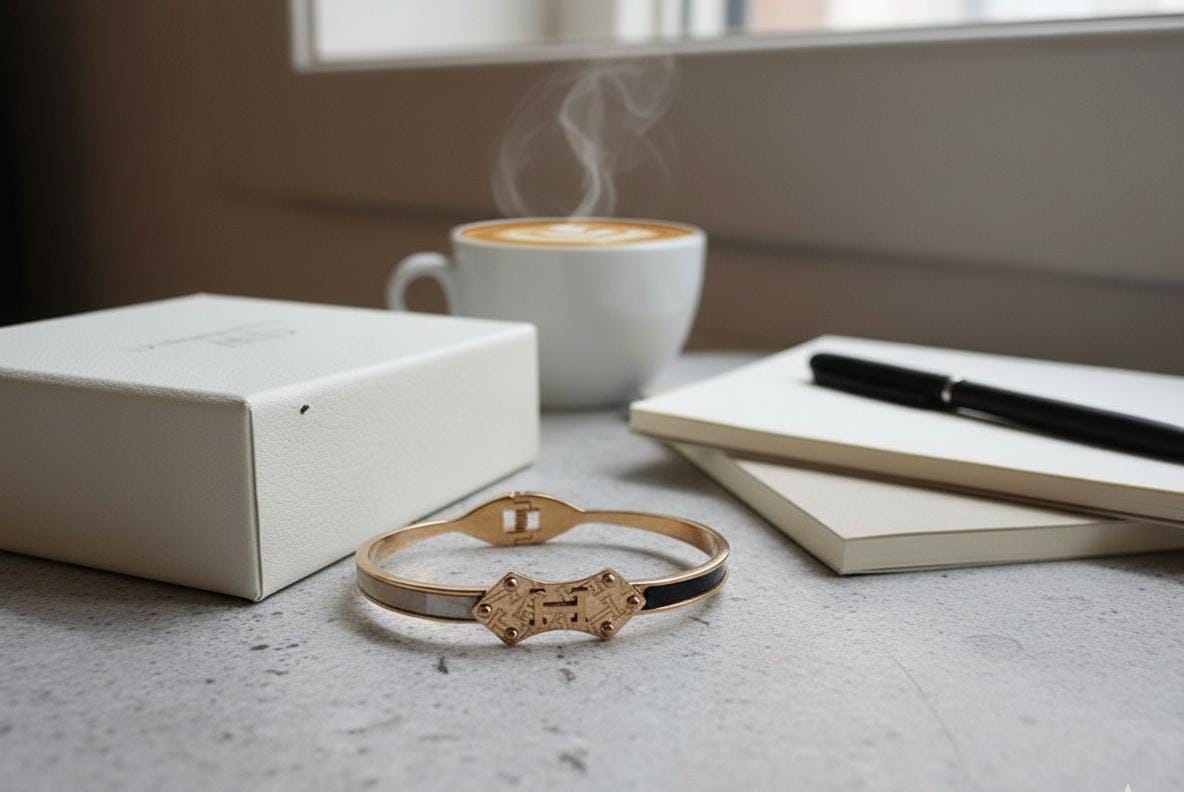 Rose Gold & Enamel Pavé Toggle Bracelet