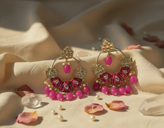 Rosewater & Gold Jhumka Earrings