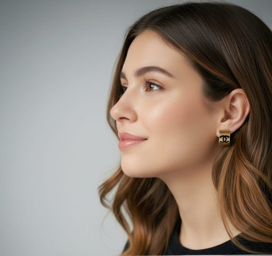 Vintage rose Gold & Black Stud Earrings