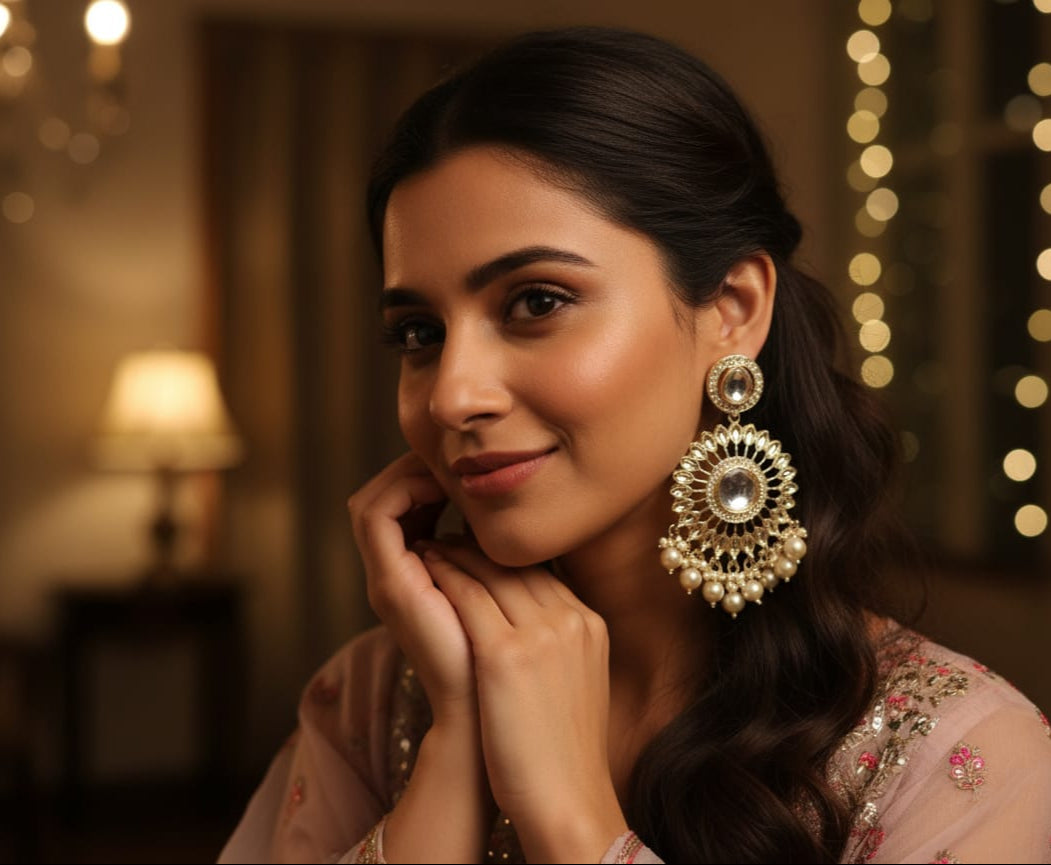 Maharani Pearl & Kundan Chandbalis