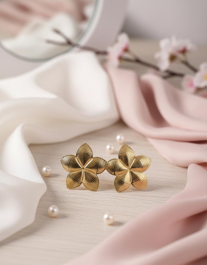 Golden Floral Earrings