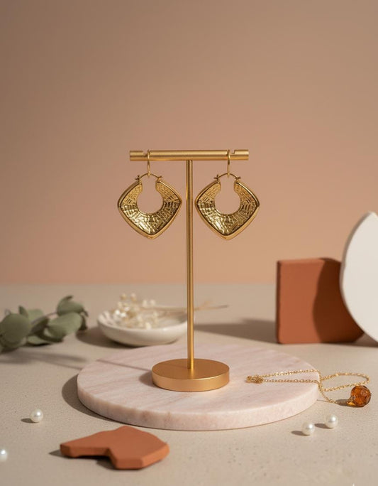 The Cushion Cut Gold Hoops