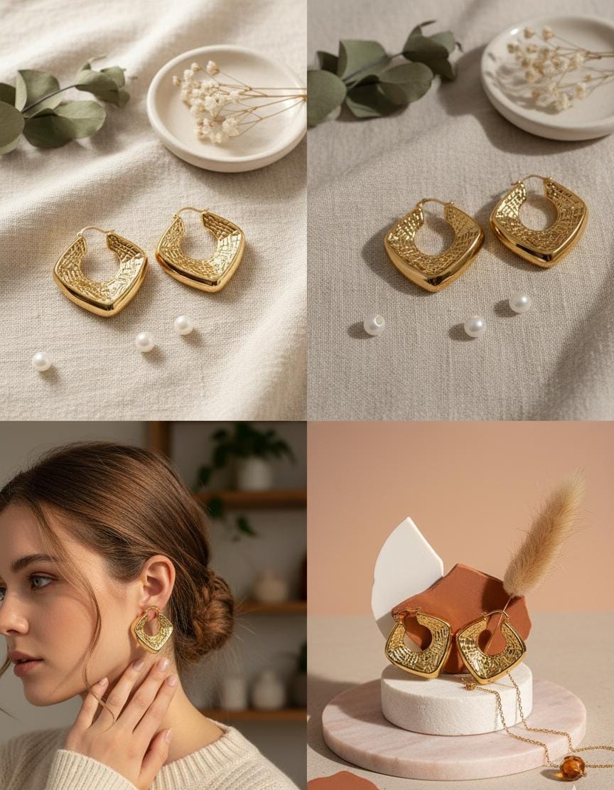 The Cushion Cut Gold Hoops