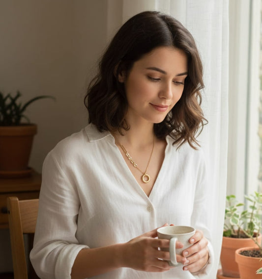 The Odyssey Gold Tone Link & Ring Necklace