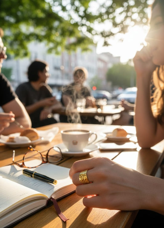 The Aura Hammered Gold Band