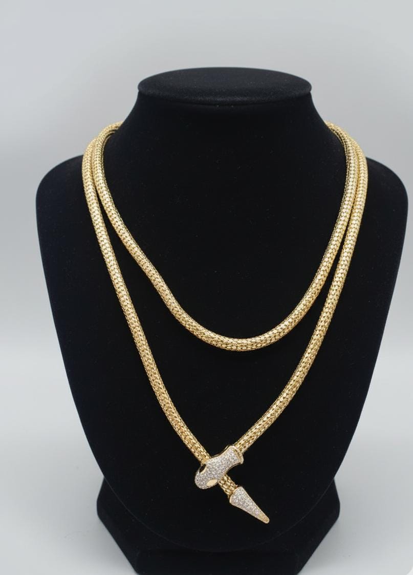 Golden Serpent Embrace Necklace