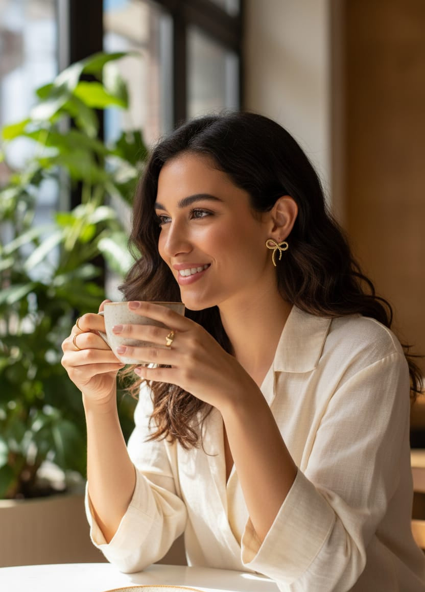 Gold-Toned Anti-Tarnish Bow Stud Earrings