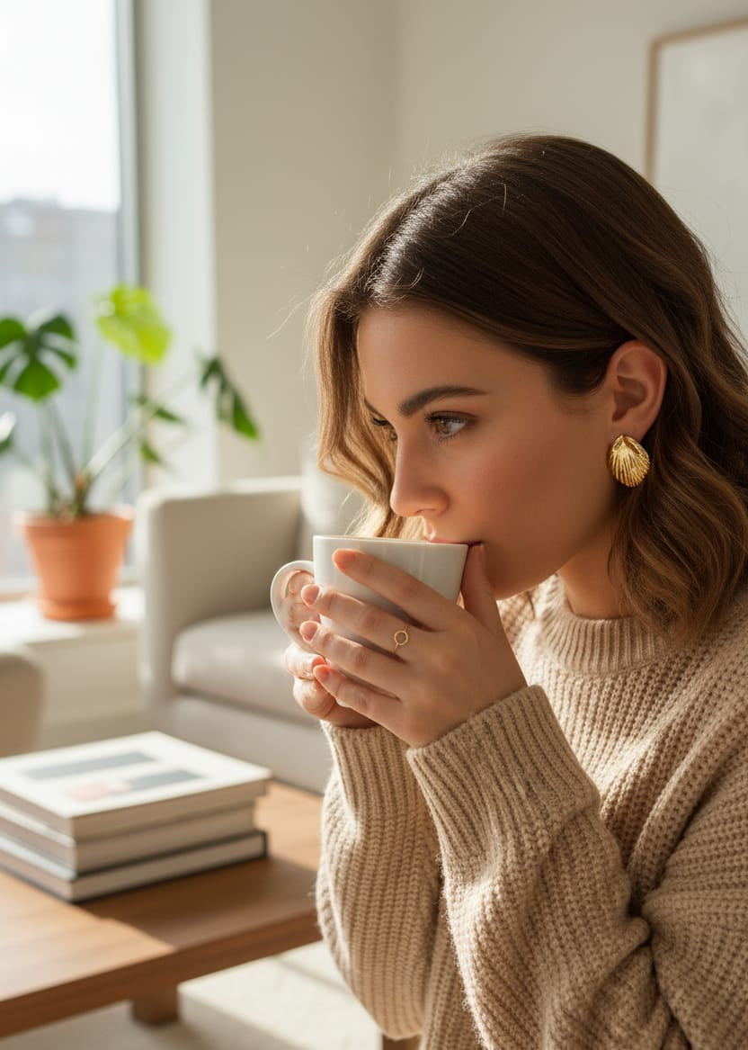 Anti-Tarnish Gold Toned Shell Stud Earrings