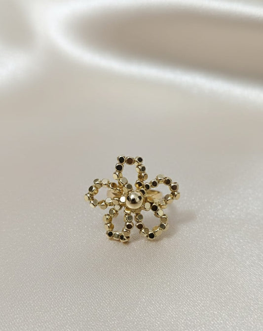 Golden Petal Whisper Cocktail Ring