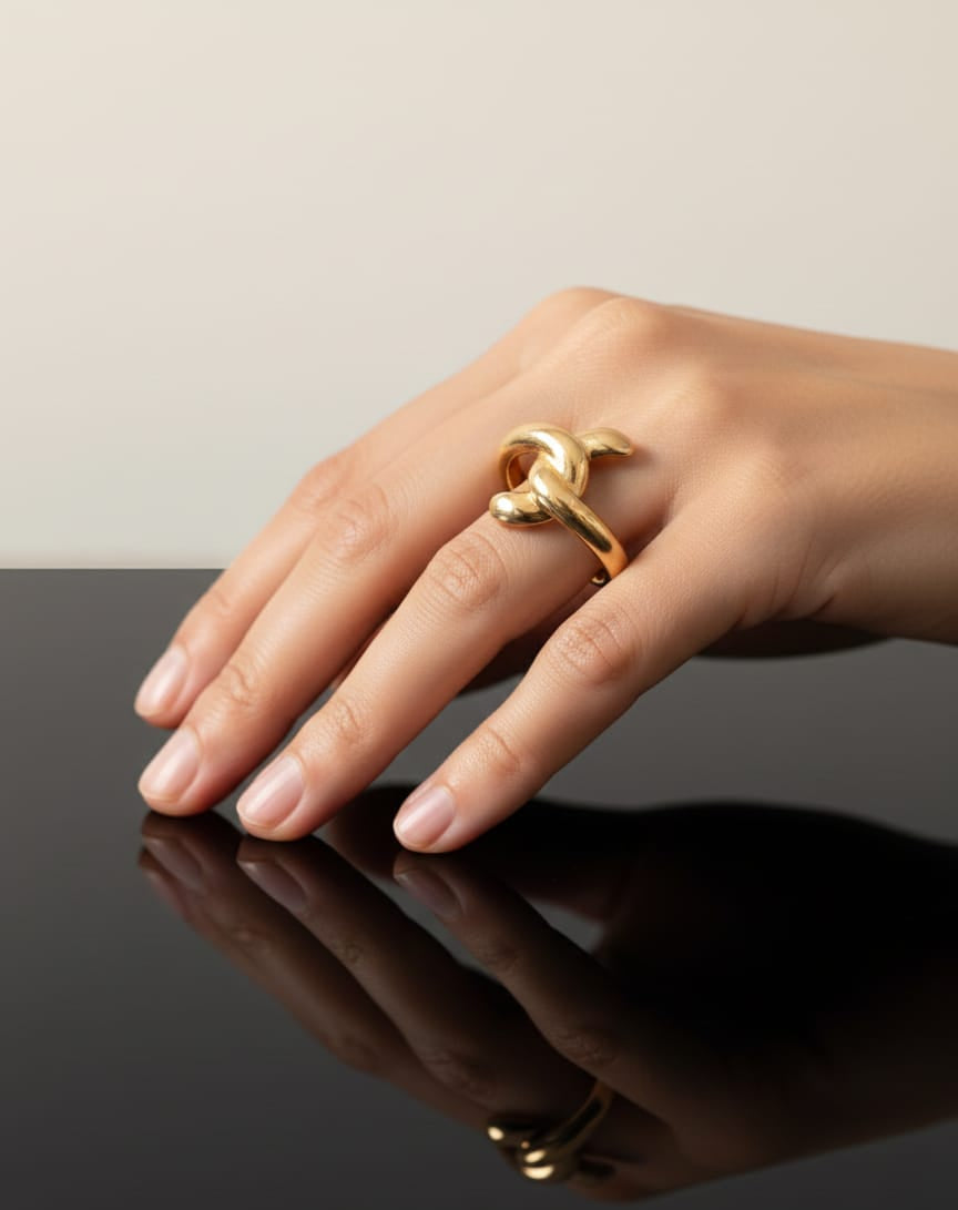 Twisted Gold Adjustable Ring