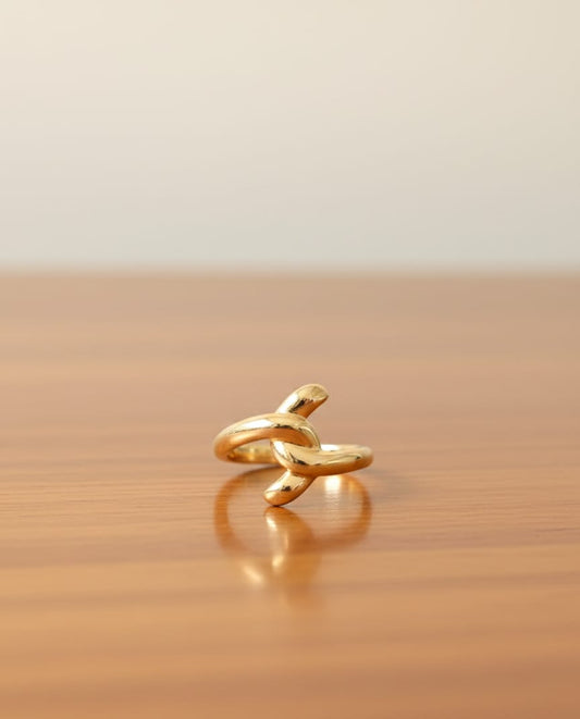 Twisted Gold Adjustable Ring
