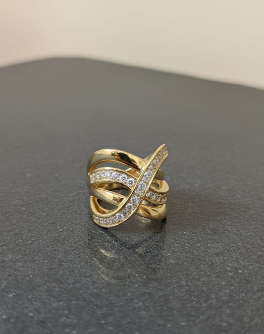 Criss Cross Adjustable Gold Statement Ring