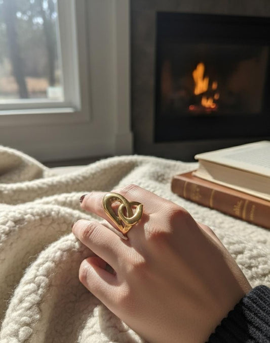 Intertwined Loop Gold Statement Ring