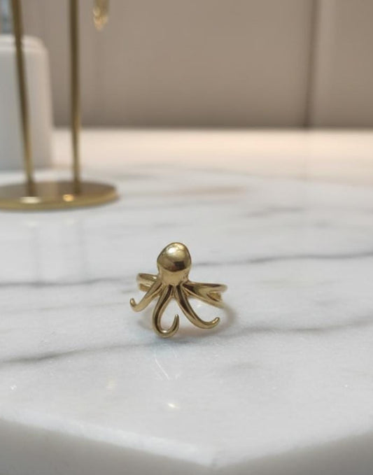Octopus Adjustable Gold Statement Ring