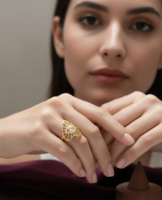 Golden Evil Eye Adjustable Statement Ring
