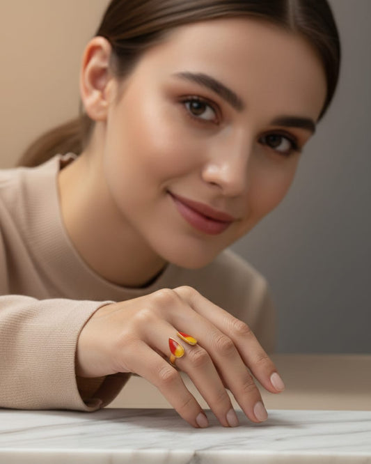 Two-Tone Enamel Adjustable Anti-Tarnish Ring