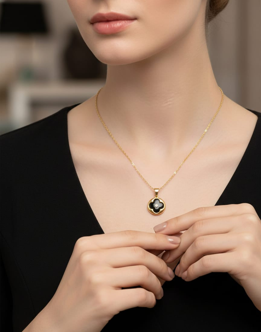 Black Clover Pendant Necklace