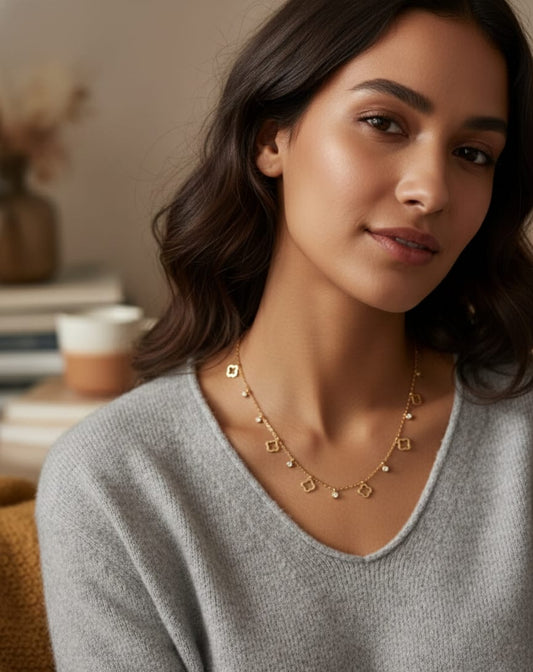 Elara Delicate Charm Anti-Tarnish Gold Necklace