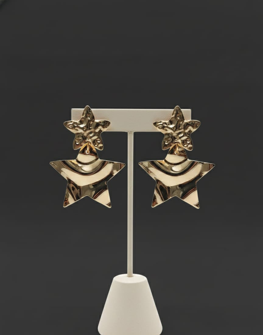 Gold-Toned Star Drop Earrings
