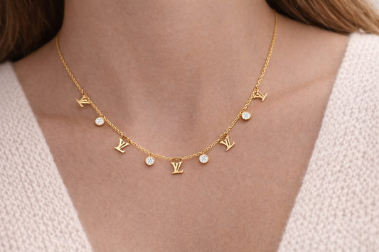 Gold Finish Alphabet Charm Necklace