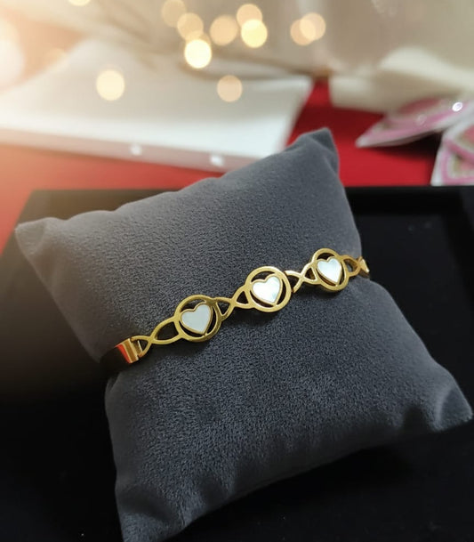 Gold Finish Heart Link Bracelet