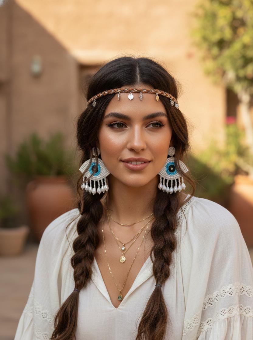 Handmade Beaded Evil Eye Earrings