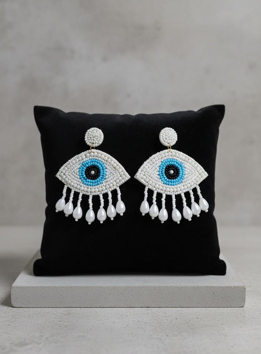 Handmade Beaded Evil Eye Earrings