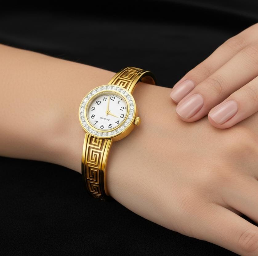 Greek Pattern Anti-Tarnish Adjustable Watch Bracelet