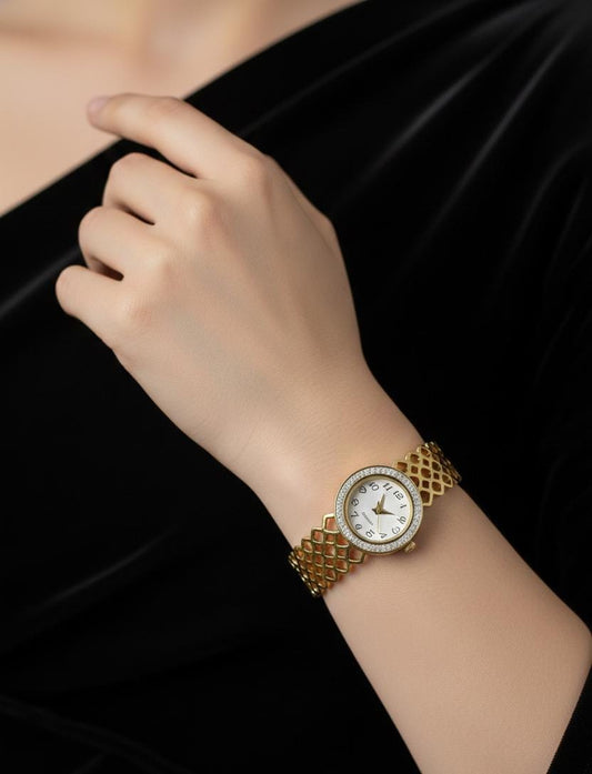 Lattice Gold Anti-Tarnish Adjustable Watch Bracelet