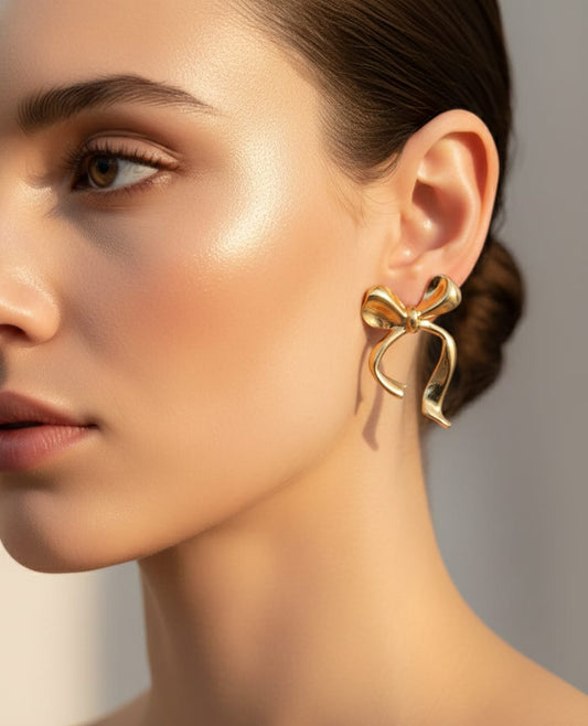Golden Bow Statement Earrings