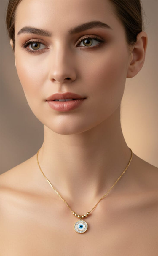 Evil Eye Aura Gold Anti-Tarnish Necklace