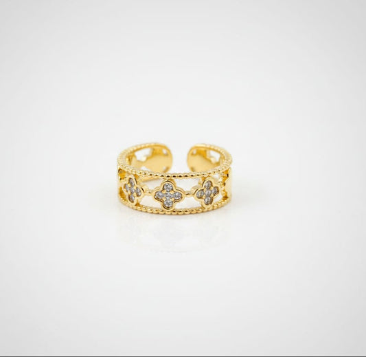 Floral Link Adjustable Ring