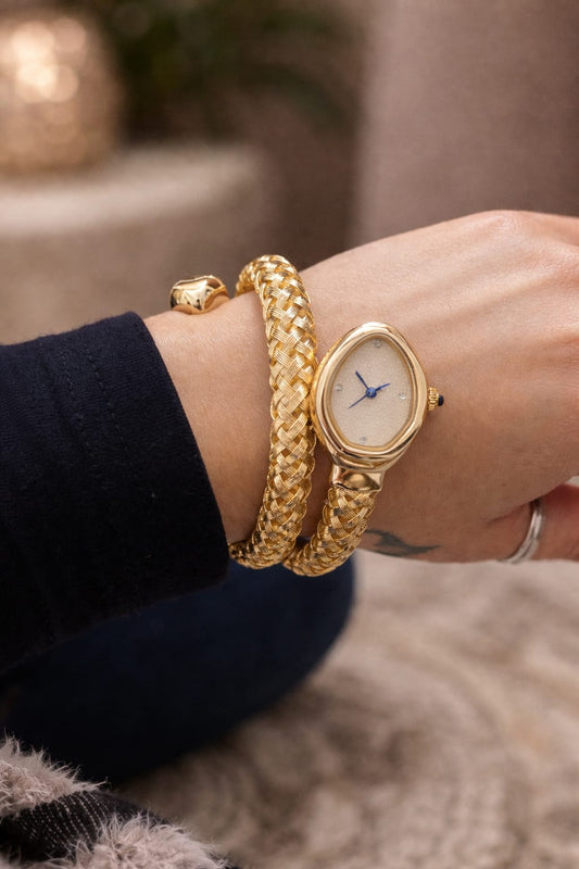 Virella Luxe Snake Bracelet Watch with Peach Dial